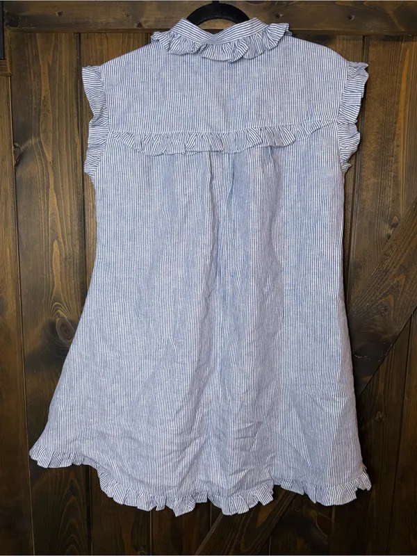 Olivaceous Becca 100% Linen Striped Shirt Dress‎ Cottagecore Preppy Coastal S - Image 2