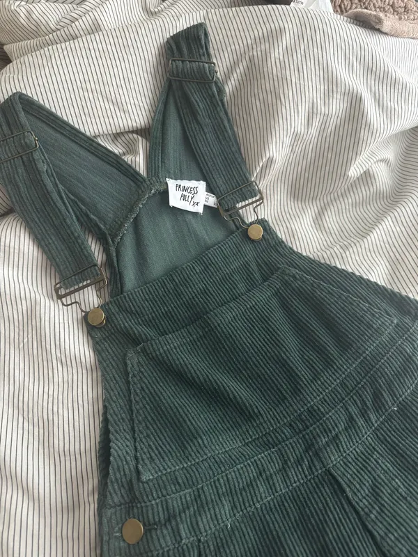 Princess Polly Corduroy Overalls Green - Image 2