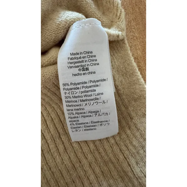 J.Crew Womens XS Beige Merino‎ Wool Alpaca Blend Turtleneck Sweater Side Slit - Image 4