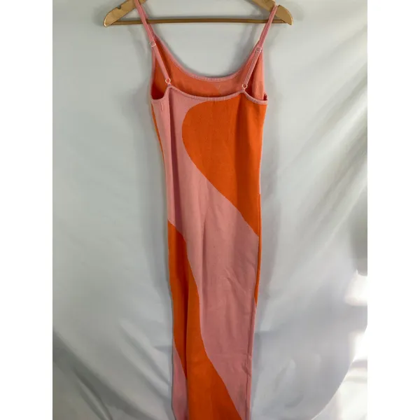 Boutique Knit Orange Pink Colorblock Sleeveless Maxi Dress Size Medium - Image 6