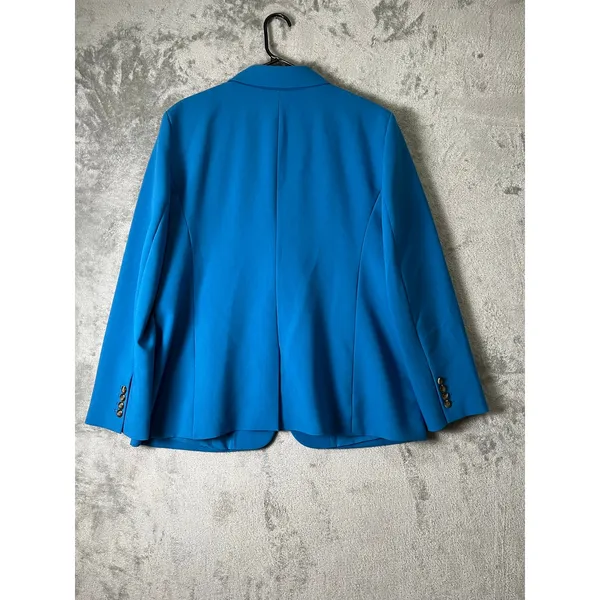 Ann Taylor The Hutton Blazer Twill Santorini 18 Blue One Button Blazer Career - Image 3