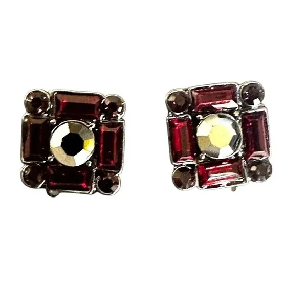 White House Black Market Red Baguette Stud Earrings - Image 3
