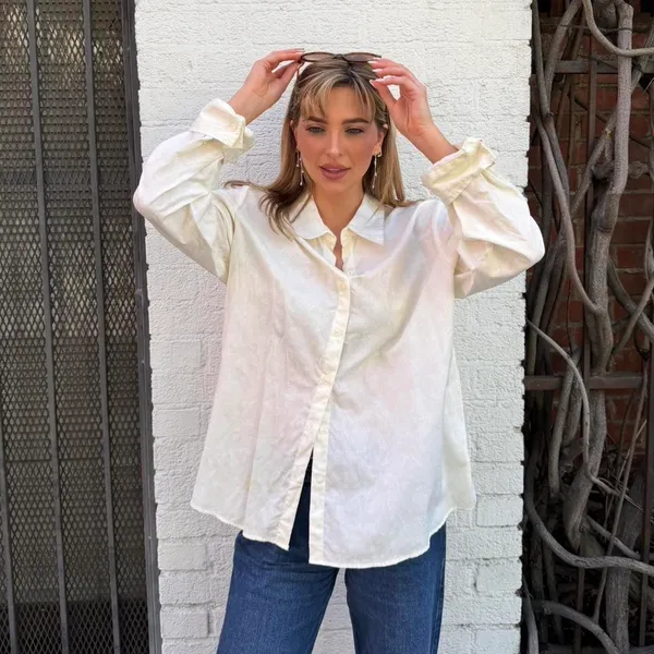 Target Vintage White Stag cream button up blouse with floral embroidery fits sz s-L - Image 4