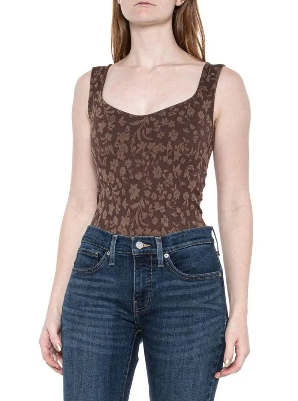 Free People PRINTED CLEAN LINES Clean Lines Bodysuit Size M/L - Image 3
