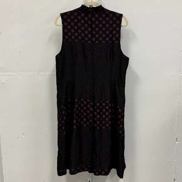 Who What Wear Dark Polka Dot Sleeveless Midi‎ Dress XXL Smocked Whimsical Retro - Image 3