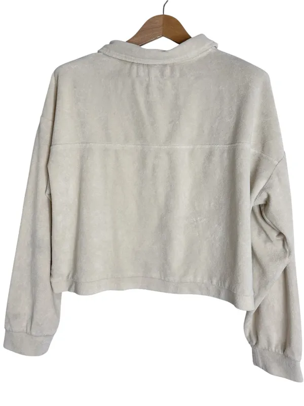 Asos Design 1/2 Zip Crop French Terry Towel Fabric Lounge Sweatshirt size 10 - Image 2