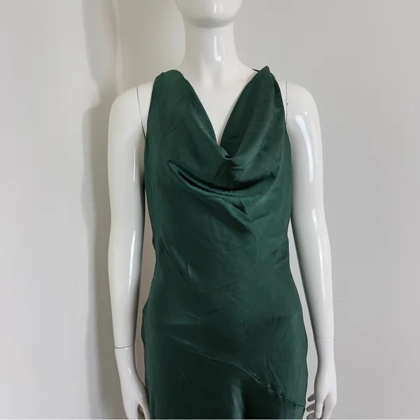 Here Comes The Sun Forest Green Women’s Maxi Dress L – Deep Back, Evening, NWT - Image 4