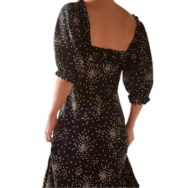 ANTHROPOLOGIE black and white mini heart print dress size small - Image 4