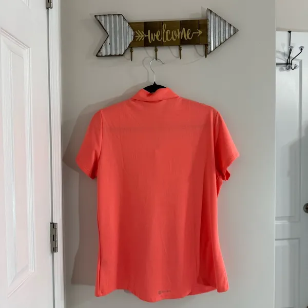 Adidas Coral Fitted Short Sleeve Polo Shirt size L - Image 6