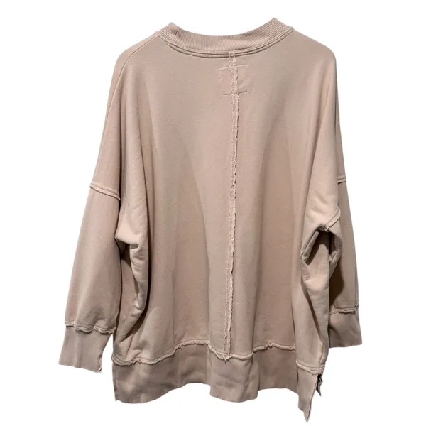Aerie Oversized Crewneck Sweatshirt Women Sz L Pink Boho Pullover - Image 2