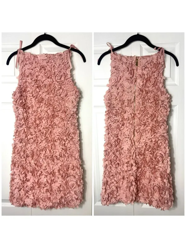 River Island Pink 3D Floral Mini Dress XS Petal Textured Bodycon Party - Image 8