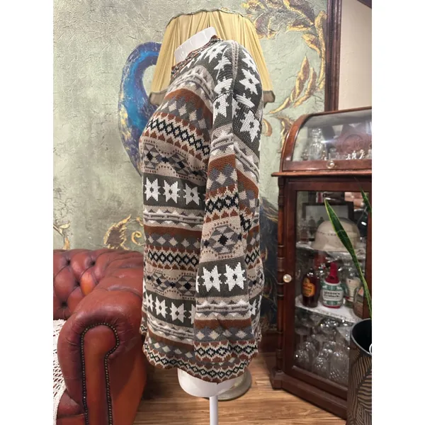 Vintage Cristina Southwestern Fair Isle Knit Oversized Cozy Sweater M/L - Image 4