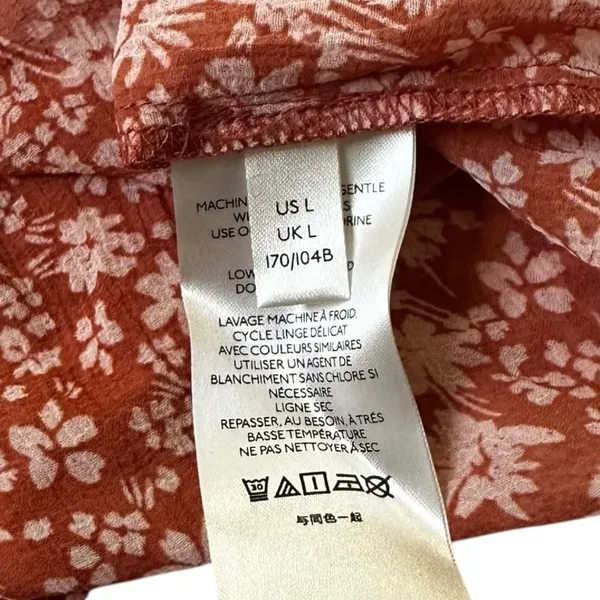 Free People Rust Floral Sheer Collared Blouse Women's Size Large | 74-33-3 - Image 5