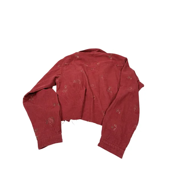 Woolrich Cropped Corduroy Jacket Embroidered Red Y2K Indie‎ Cottagecore M - Image 6