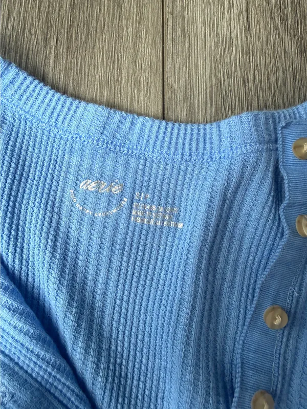 Aerie button up Waffle Henley Long Sleeve - Image 2