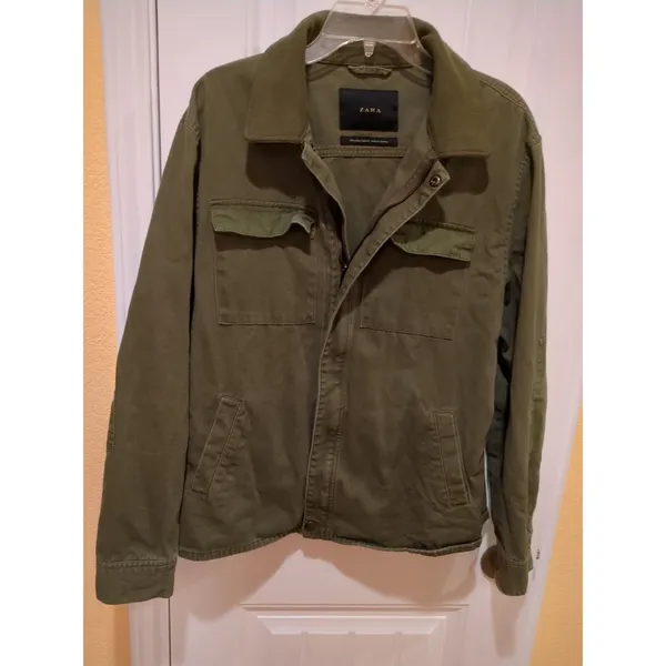 Zara Green Military Style Jacket Size L - Image 7