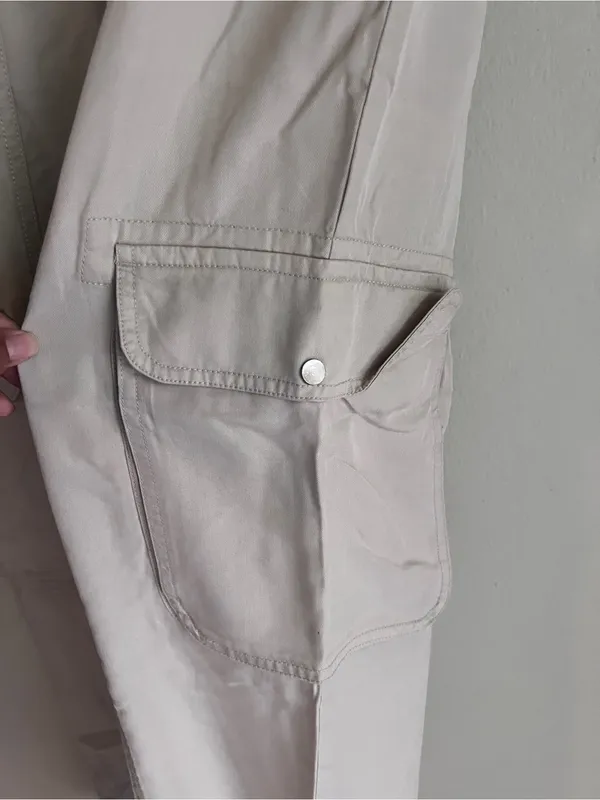 Quince Vintage Wash Tencel Women's Cargo Drawstring Pants Cream Size‎ L - Image 4