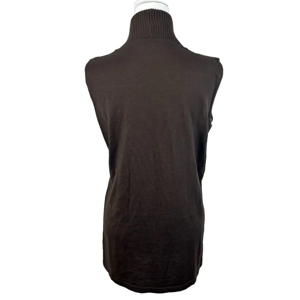Attesa Premaman‎ Mockneck Maternity Sweater Vest Sz S/M Brown Preppy Academia - Image 2