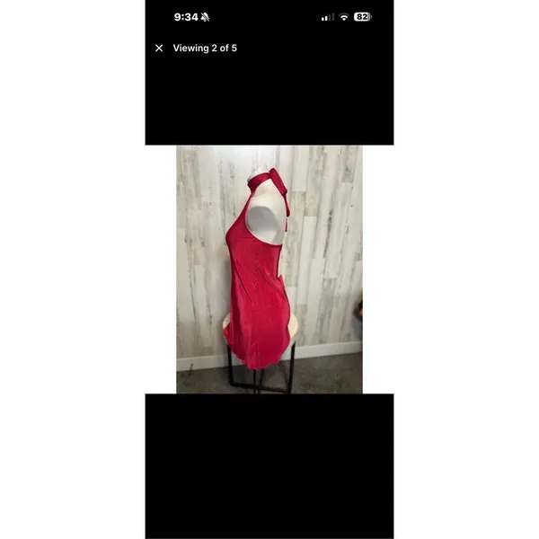 Rolla Coster Red Ribbed Halter Mini Dress Size Small NWT Stretch Bodycon - Image 4