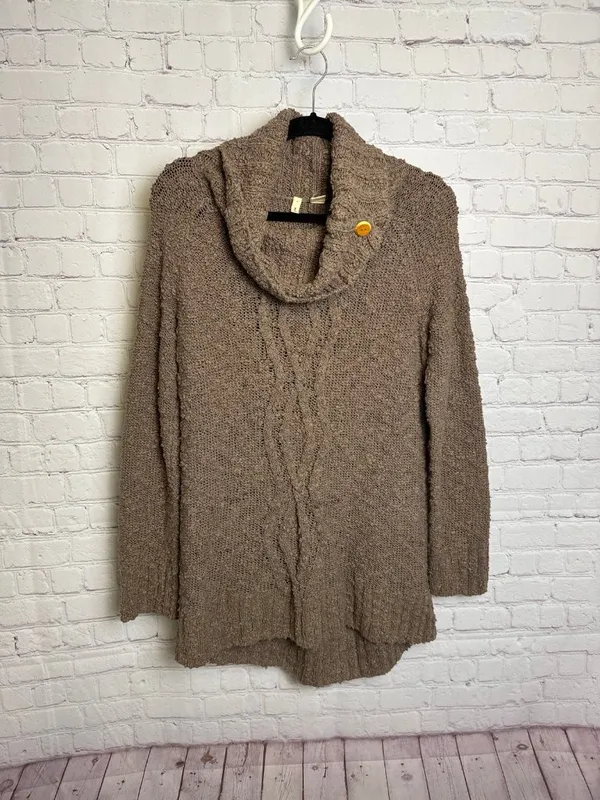 Moth Anthropologie cowl neck brown knitted sweater boho western small - Image 2