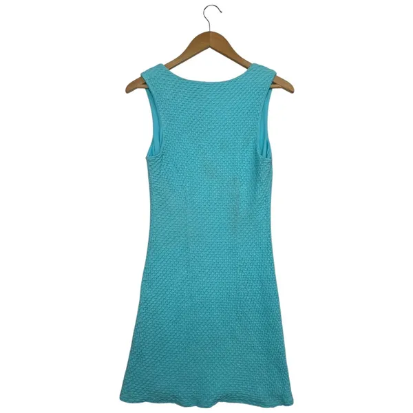 Lilly Pulitzer Dress Womens Medium Blue Teal Textured Shift Resort Beach Coastal - Image 2