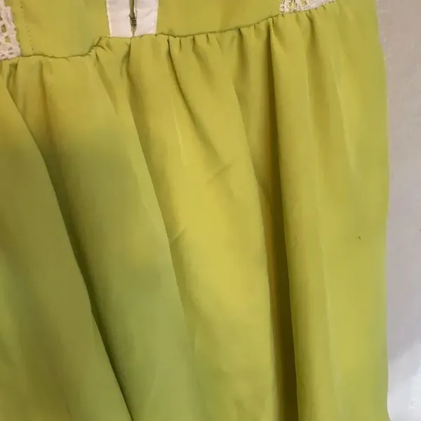 Lace chiffon chartreuse green dress size 7 - Image 3