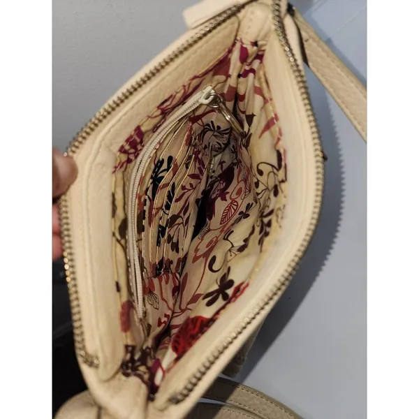 Brighton Cream Leather Crossbody with Front Pocket - Image 14