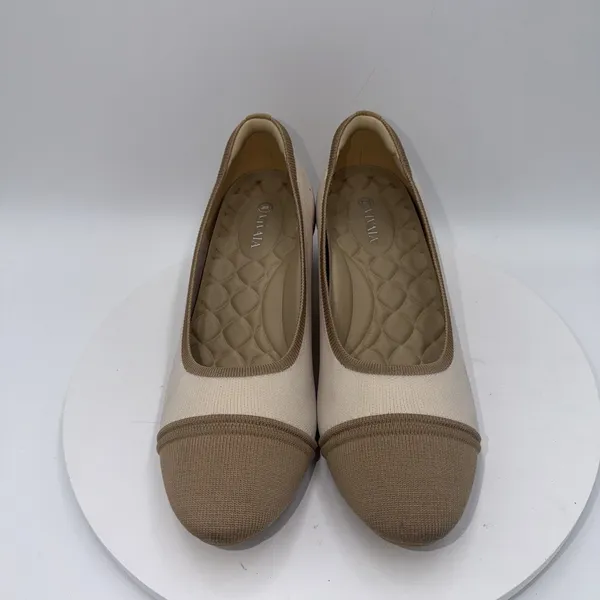 VIVAIA Julie Almond Toe Chunky Heel Beige Tan Knit Comfort Womens EU 42 US 10.5 - Image 3