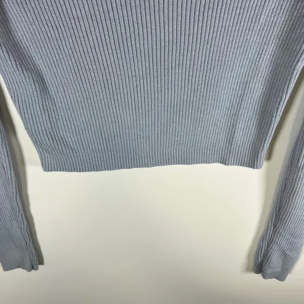 Brandy Melville Light Blue Ribbed Mock Neck Cropped Sweater MZH170 Womens OS‎ - Image 9