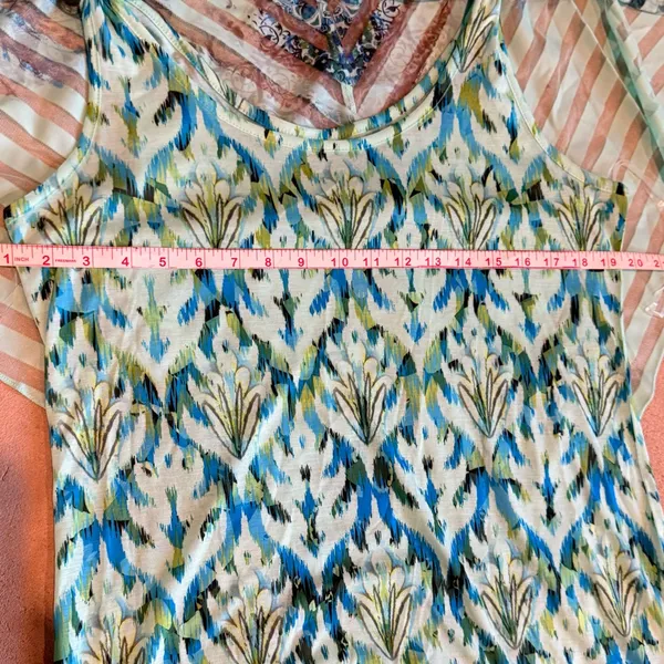 Elegant Blue and Green Striped Blouse - Image 8