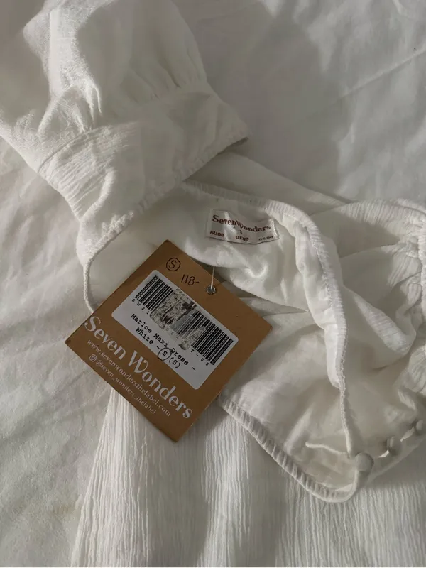 Seven Wonders White Marloe Cutout One Shoulder Puff Sleeve Maxi dress NWT Small - Image 12