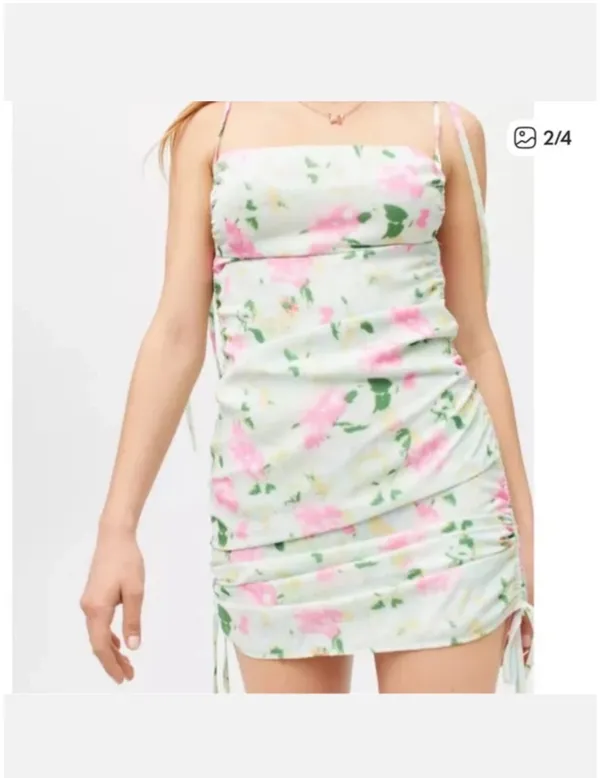 SNDYS Floral Urban Outfitters Cyprus Side-Cinched Mini Dress - Image 3
