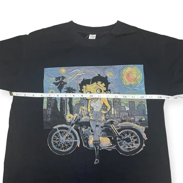 Betty Boop Brisco Brands Starry Night Van Gogh Motorcycle Tshirt - Image 2