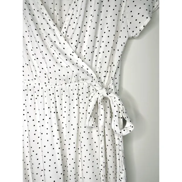 Bella Ella White Black Polka Dot Faux Wrap Dress Rayon S‎ Summer Wedding Guest - Image 9
