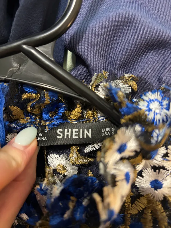 Blue Flower Detail Dress - Image 3