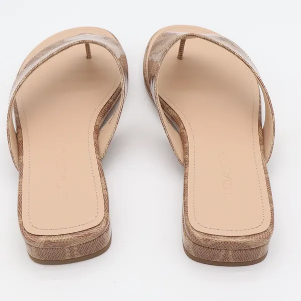 Coach Bridgette Signature Thong Sandals Tan Monogram Flip Flops Women's 8.5B - Image 4