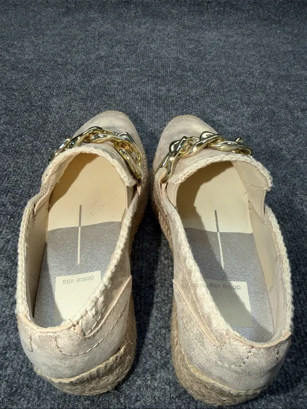 Dolce Vita Neutral Blush Espadrille Loafers with Gold Chain Accent - Image 7