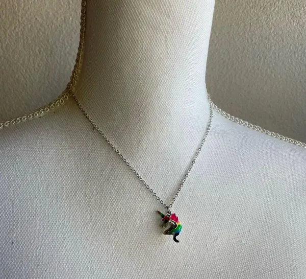Unicorn silver tone necklace - Image 7