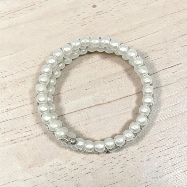 Faux Pearl and Rhinestone Wrap Bracelet - Image 3