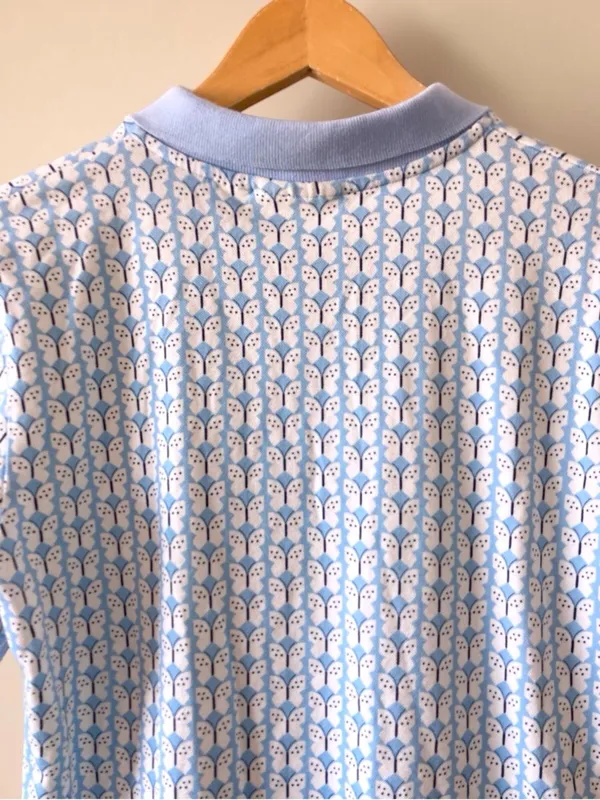 Maeve by Anthropologie, Butterfly Print Polo, Women, L, Preppy, Blue - Image 5