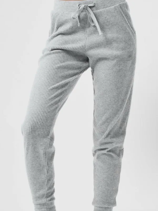 Alo Yoga Gray Ribbed Sweatpants - Image 2
