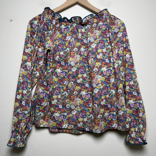 Tuckernuck Casey‎ Marks Women Cotton Floral Blouse Small Ruffle Preppy Garden - Image 3