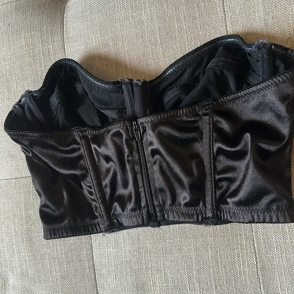 UO Out From Under Black Satin‎ Strapless Corset Top Size Medium - Image 6