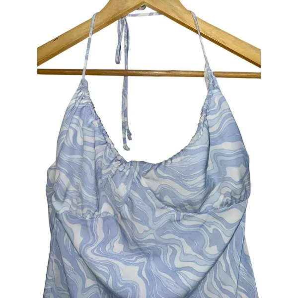 Abercrombie & Fitch Blue White Marble Print Halter Top Mini Dress Womens Size XS - Image 6