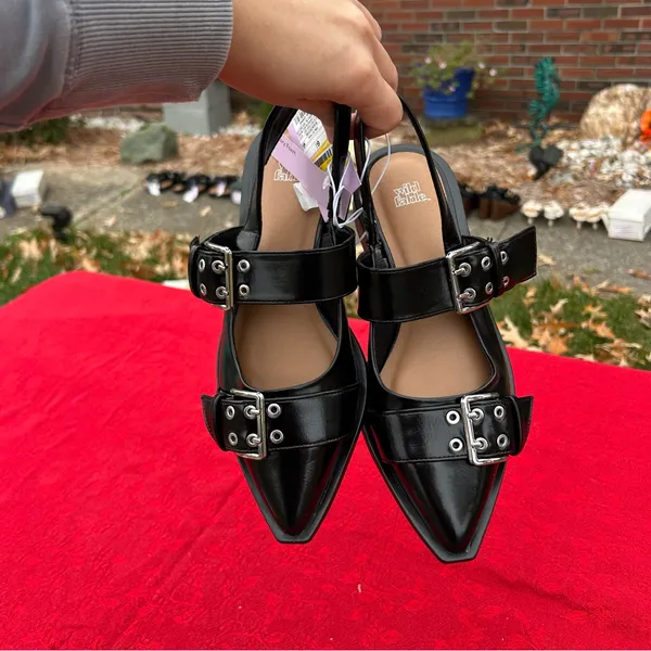 Size 6.5 Peyton Double Buckle black Slingback Flats‎ by wild fable - Image 7