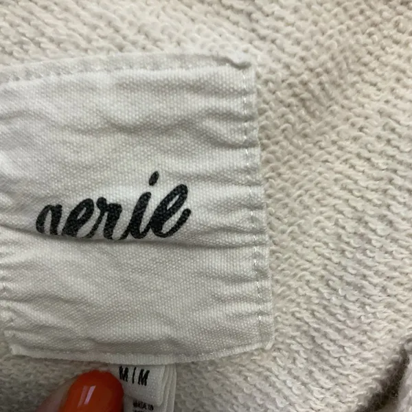 Aerie Oversized Lace-Up Pullover Slouchy Sweatshirt Boho Beige Vanilla Medium - Image 3