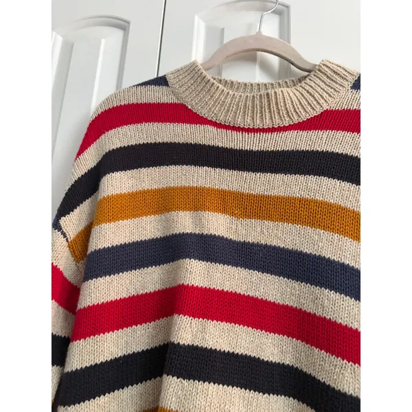 BDG Striped Crew Neck‎ Sweater M Beige Red Black Blue Ochre Long Sleeve - Image 2