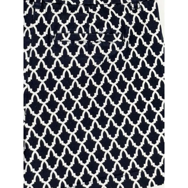 Crown & Ivy Chino Shorts Womens 6 Navy Blue Geometric‎ Trellis Stretch Casual - Image 9