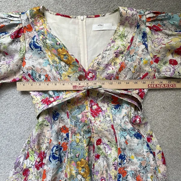 ZIMMERMANN Clover Paneled Mini Dress 100% Linen Spliced Multi Floral Size 2 - Image 12
