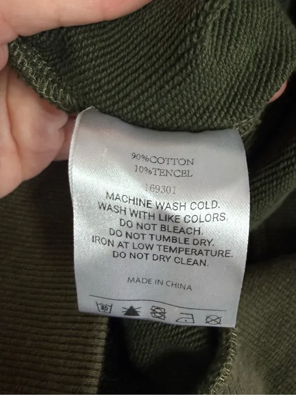 LIT Active Olive Green Zip Hoodie Oversized XL Cotton Tencel Sweatshirt - Image 4